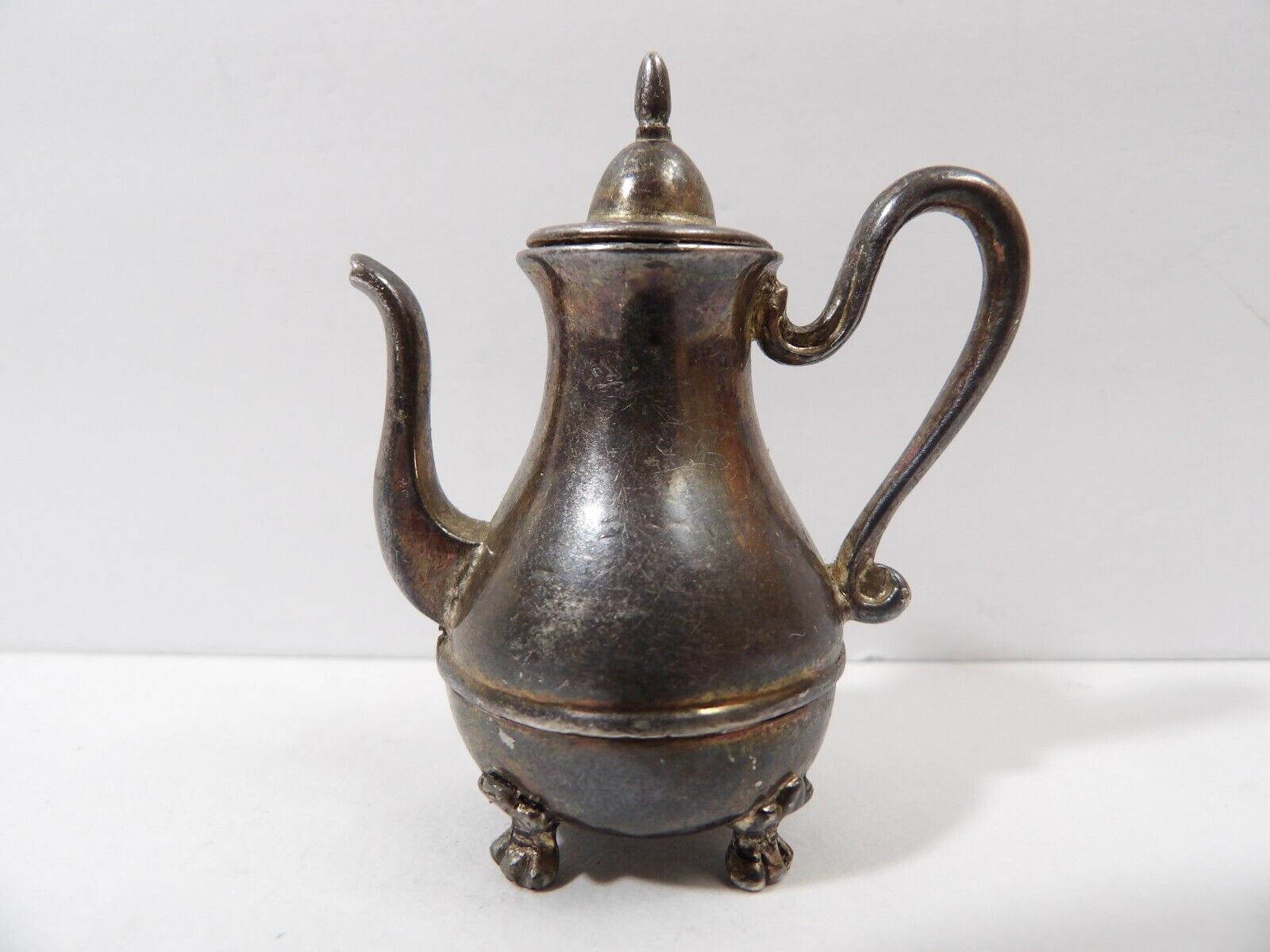 Vintage Lunt USA EP Pewter Miniature Footed Teapot Bell ~ 2 1/8\
