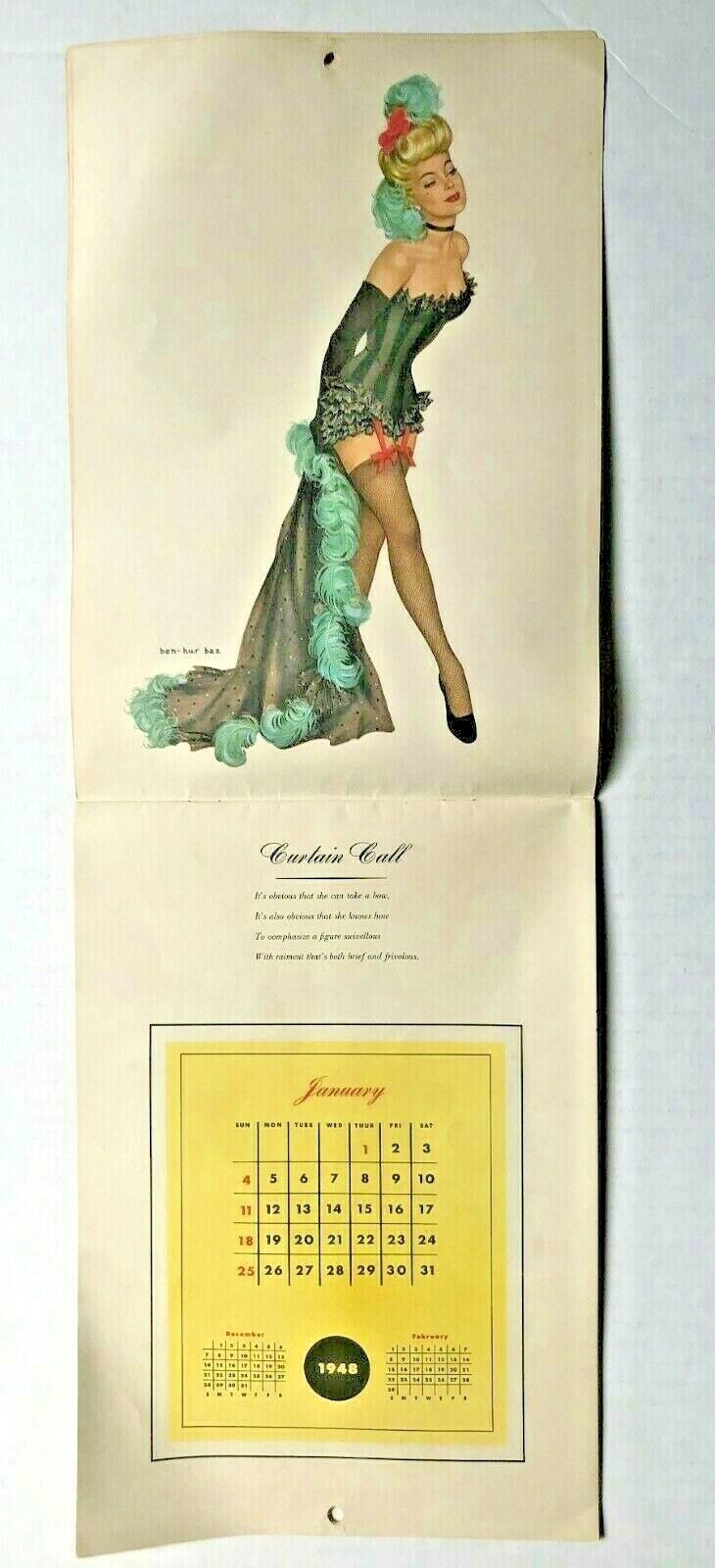 1948 Full Year 12 Images Pinup Girl Calendar by Esquire Magazine-Various Artist