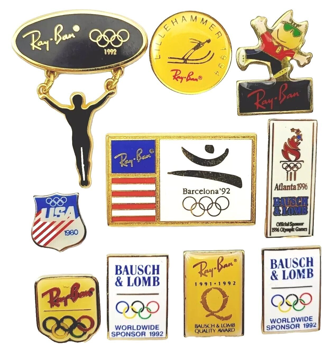 Ray-Ban Hat Pin Lapel Pin Lot Vintage Ray Ban Olympics Lapel Pins 10pc Total