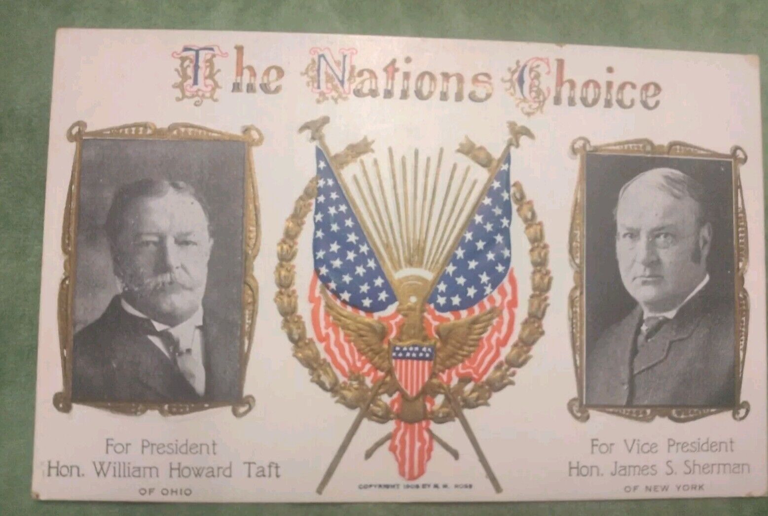Postcard The Nations Choice President Taft VP Sherman 1908