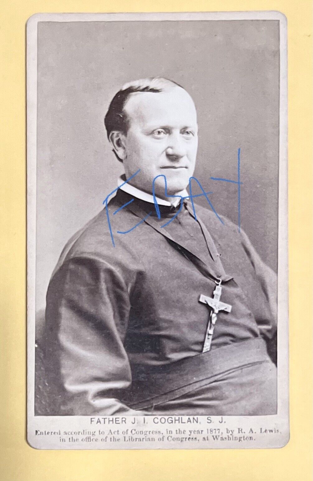 Antique 1877 CDV Photo of CATHOLIC JESUIT PRIEST FATHER JI COGHLAN, S.J-New York