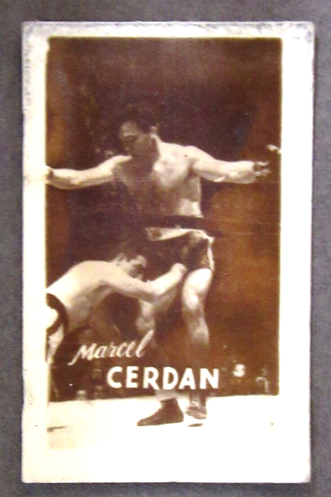 1948 MARCEL CERDAN Boxing Champions #23 Topps Magic Photo trading card