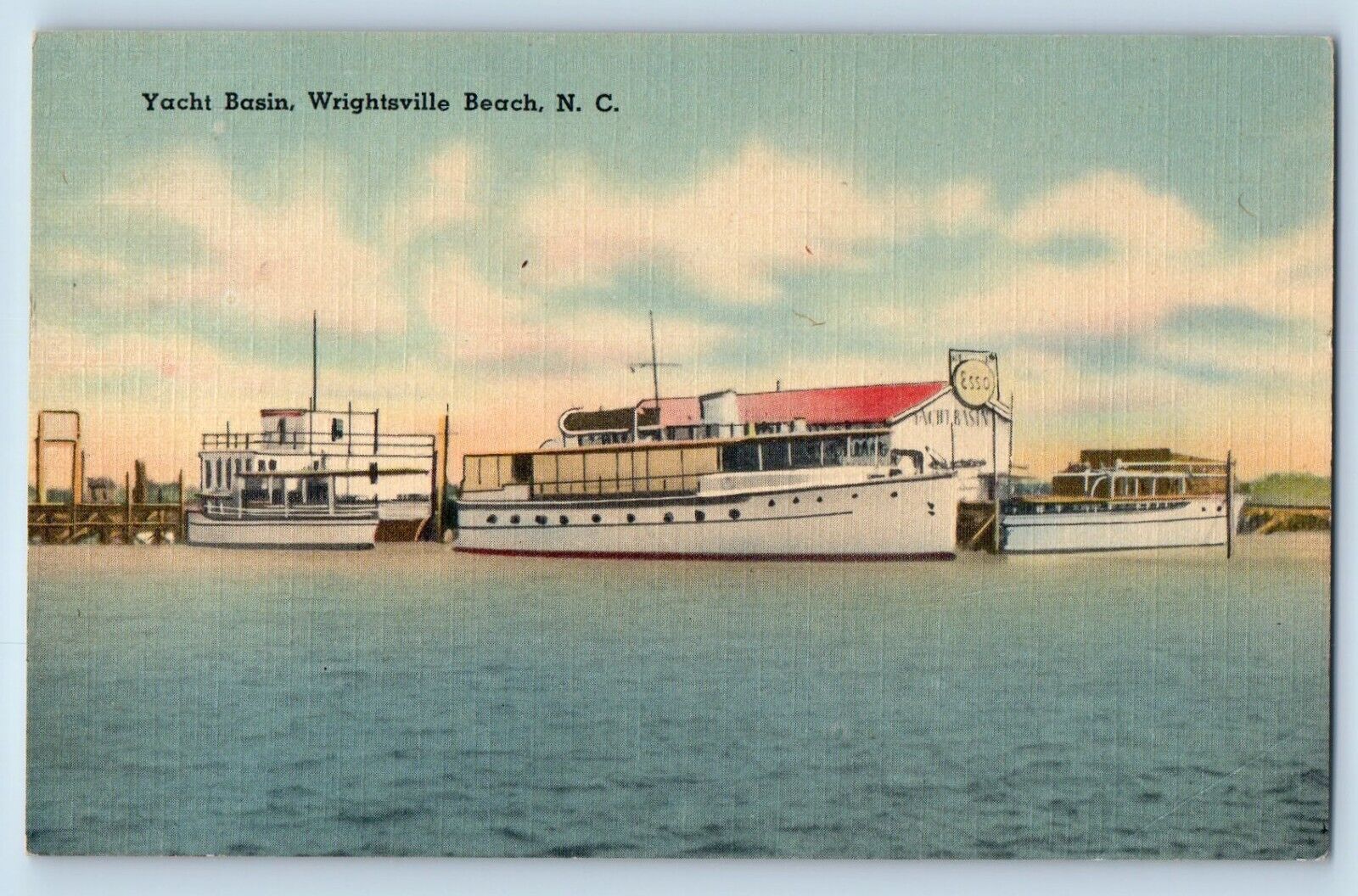 Wrightsville Beach North Carolina NC Postcard Yacht Basin Boats Ships Scenery