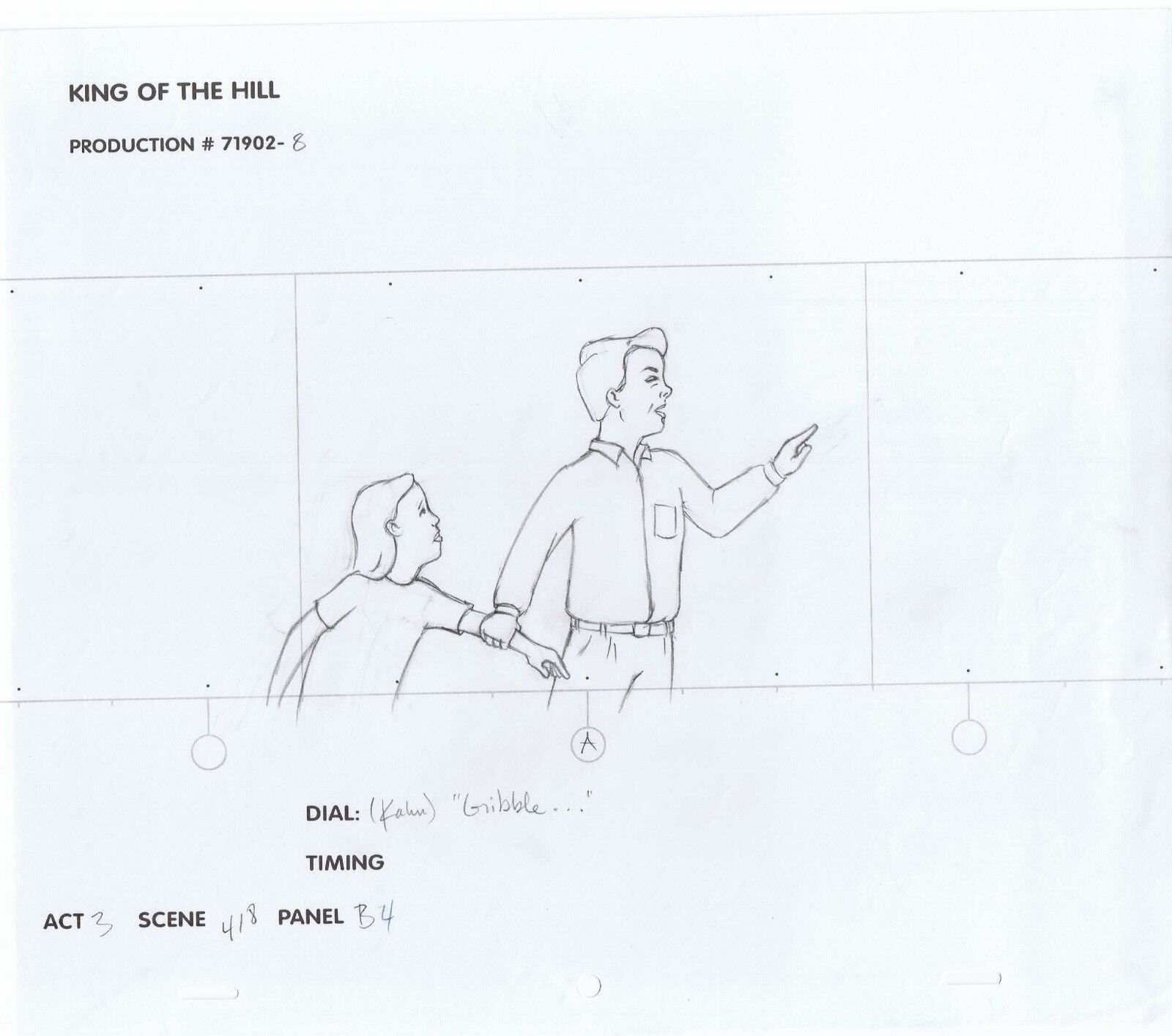 King of the Hill Kahn Original Art w/COA Pencils Animation Production #71902-8