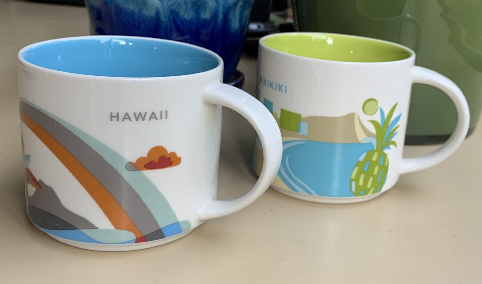 Starbucks Coffee Hawaii & Waikiki 14oz 2 Mugs Bundle