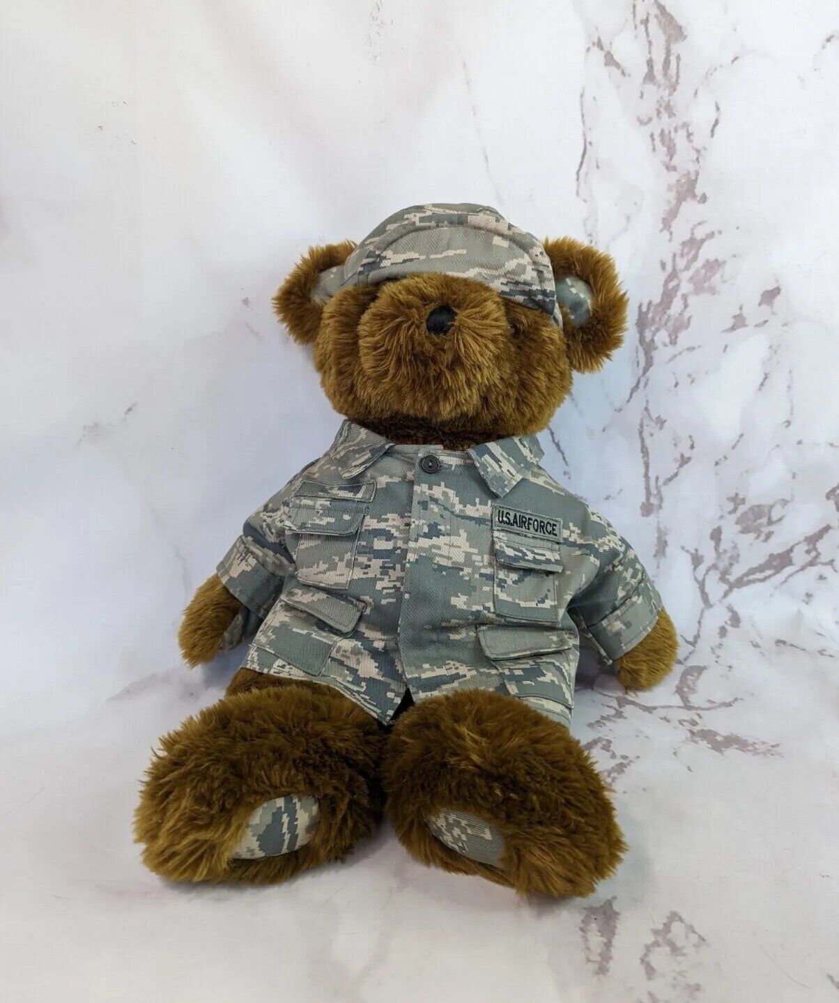 US Air Force Teddy Bear Forces Of America Plush 1989 USAF Camo Fatigues Vintage
