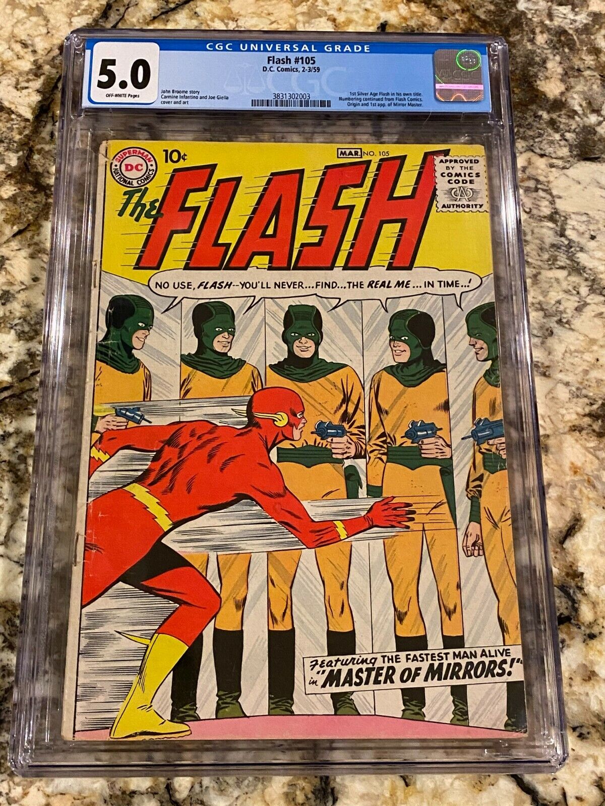 FLASH #105 CGC 5.0 OW PAGES NEVER PRESSED NICER END KEY 1ST SA FLASH IN TITLE 
