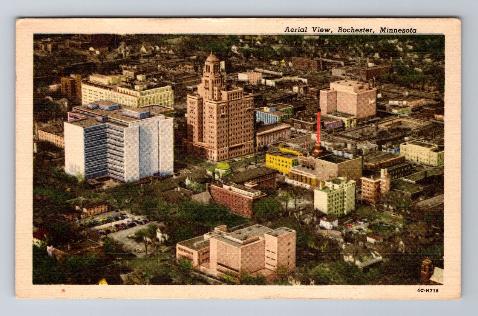Rochester MN-Minnesota, Aerial Town, Antique, Vintage c1959 Souvenir Postcard