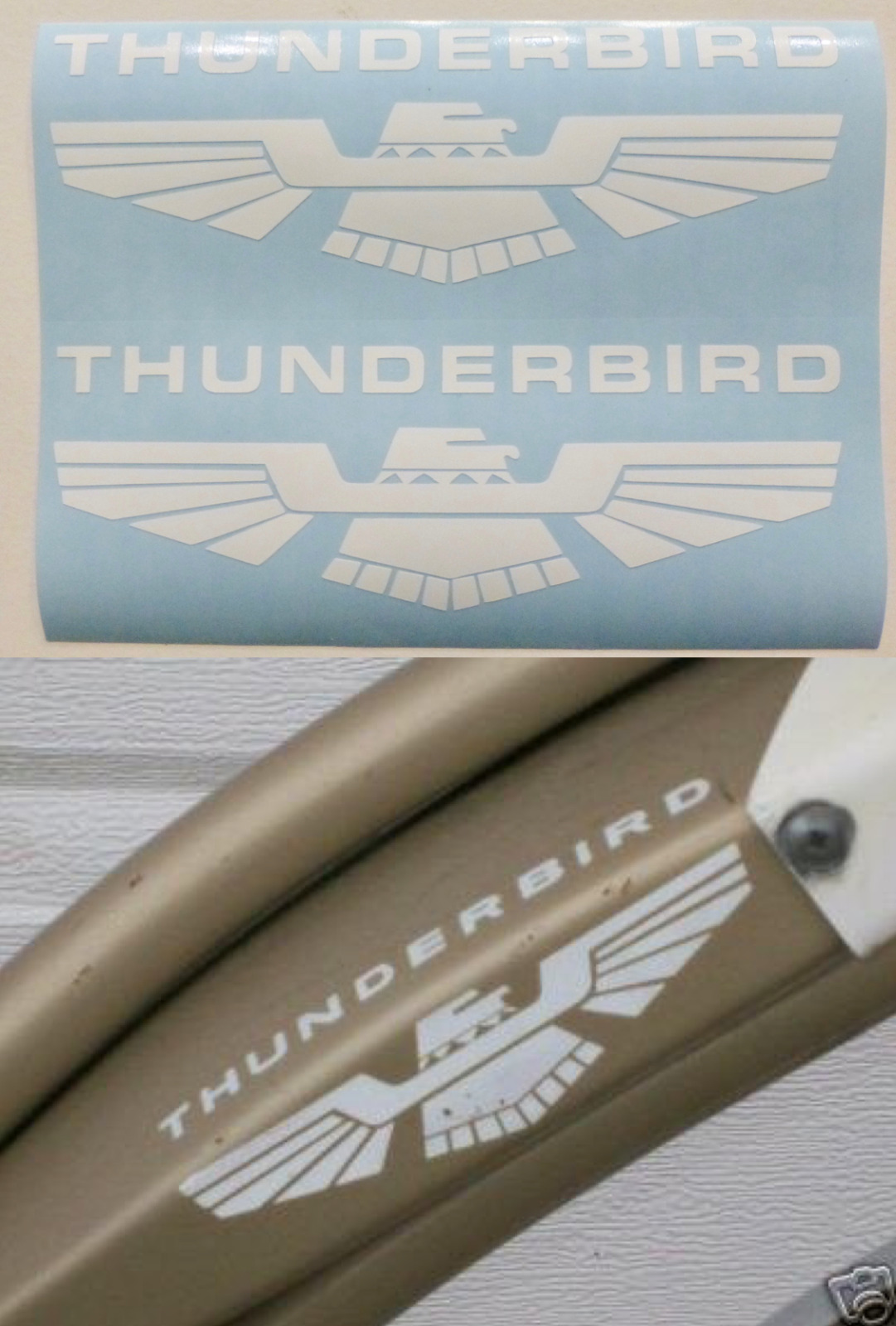 Vintage Huffy Thunderbird men\'s women\'s bicycle tank decal sticker pair 1960\'s