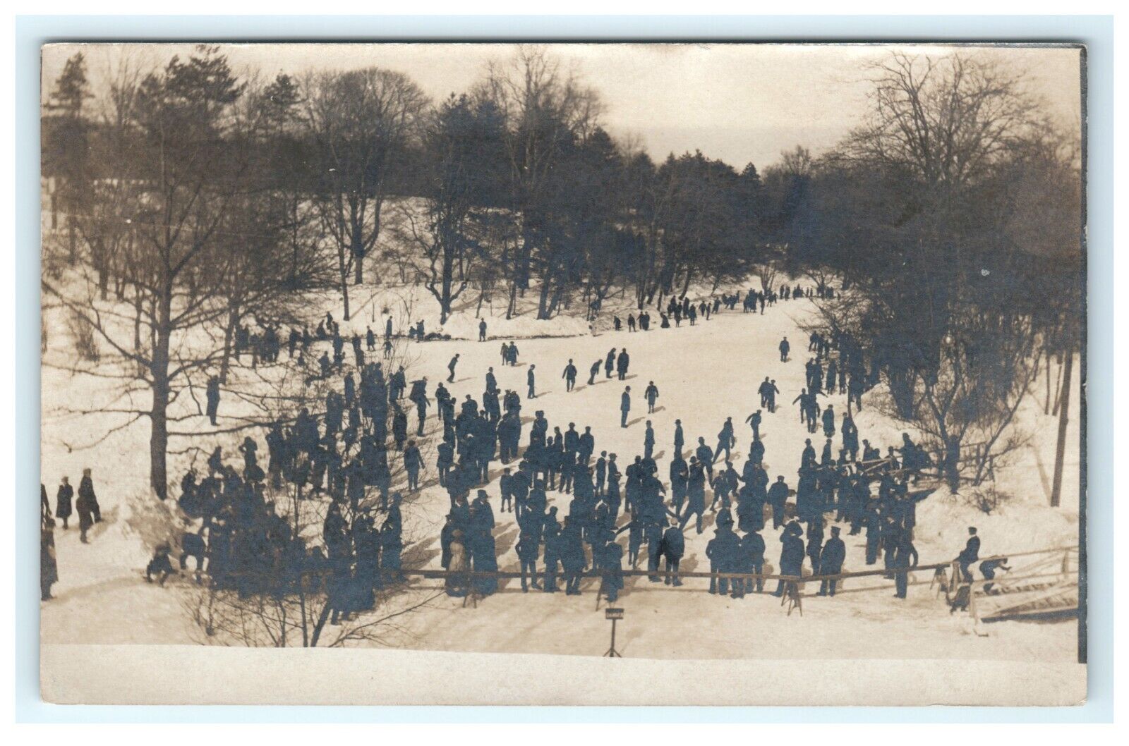 1908 Brooklyn NY New York Winter Ice Skating Scene RPPC Early Postcard View
