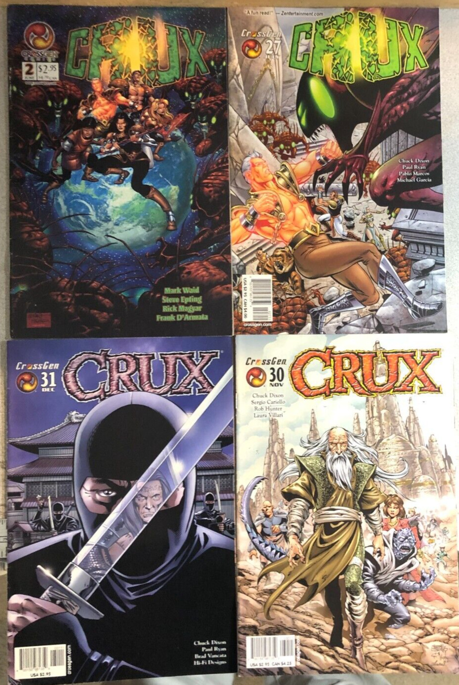 CRUX lot of (4) issues #2 #27 #30 #31 (2001-2003) Crossgen Comics FINE+