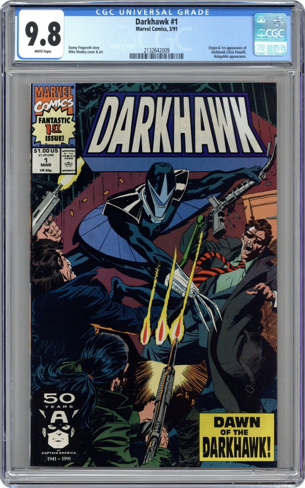Darkhawk 1 1991 Marvel Comics CGC 9.8 1st app Darkhawk White Pages