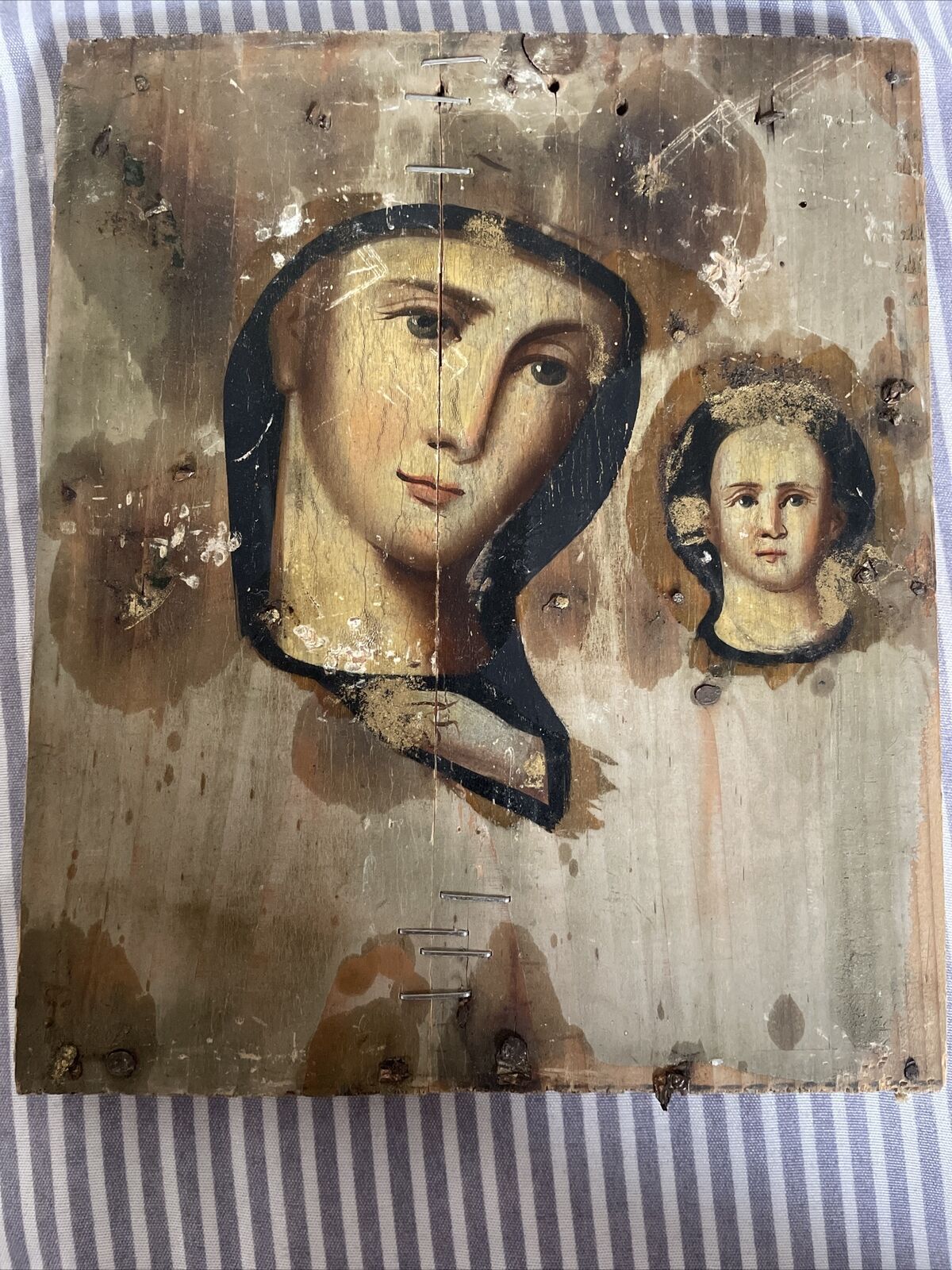 Antique Orthodox Icon 19th  Ukraine Orthodox Hand Painted Mother of God