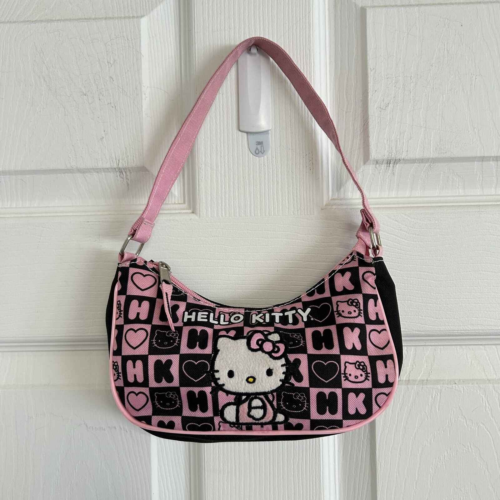 Sanrio Hello Kitty Pink Black Checker Small Purse Bag