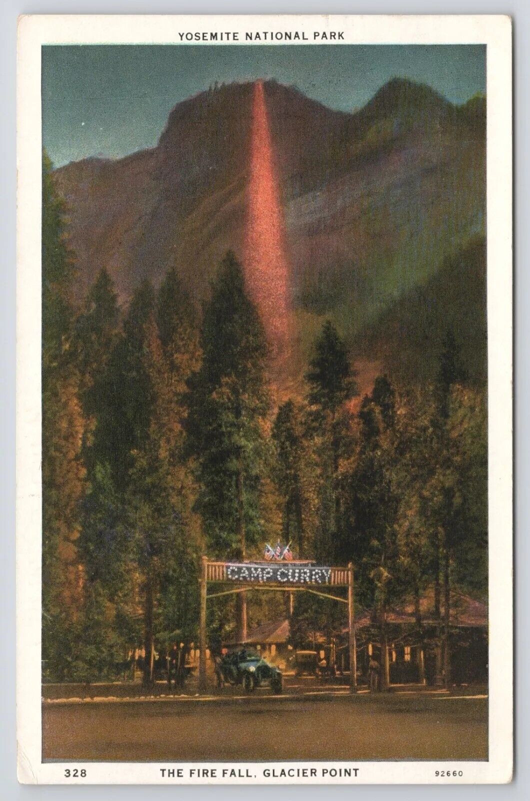 California Yosemite Camp Curry Glacier Point 1931 White Border Postcard