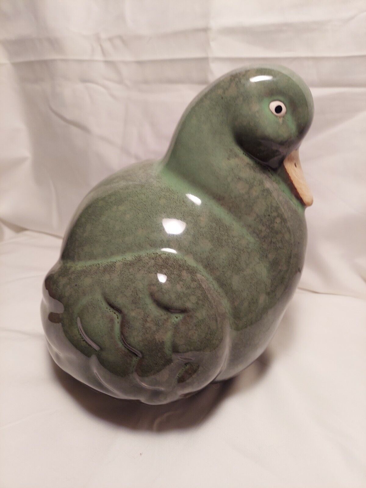Chubby Ceramic Green Bird Figure Statue 9\