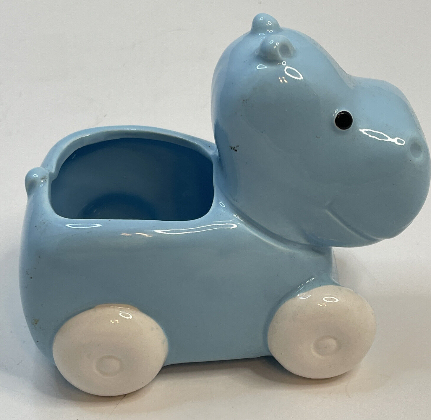 Vintage Napcoware Nursery Planter Baby Hippo Vase Baby Blue