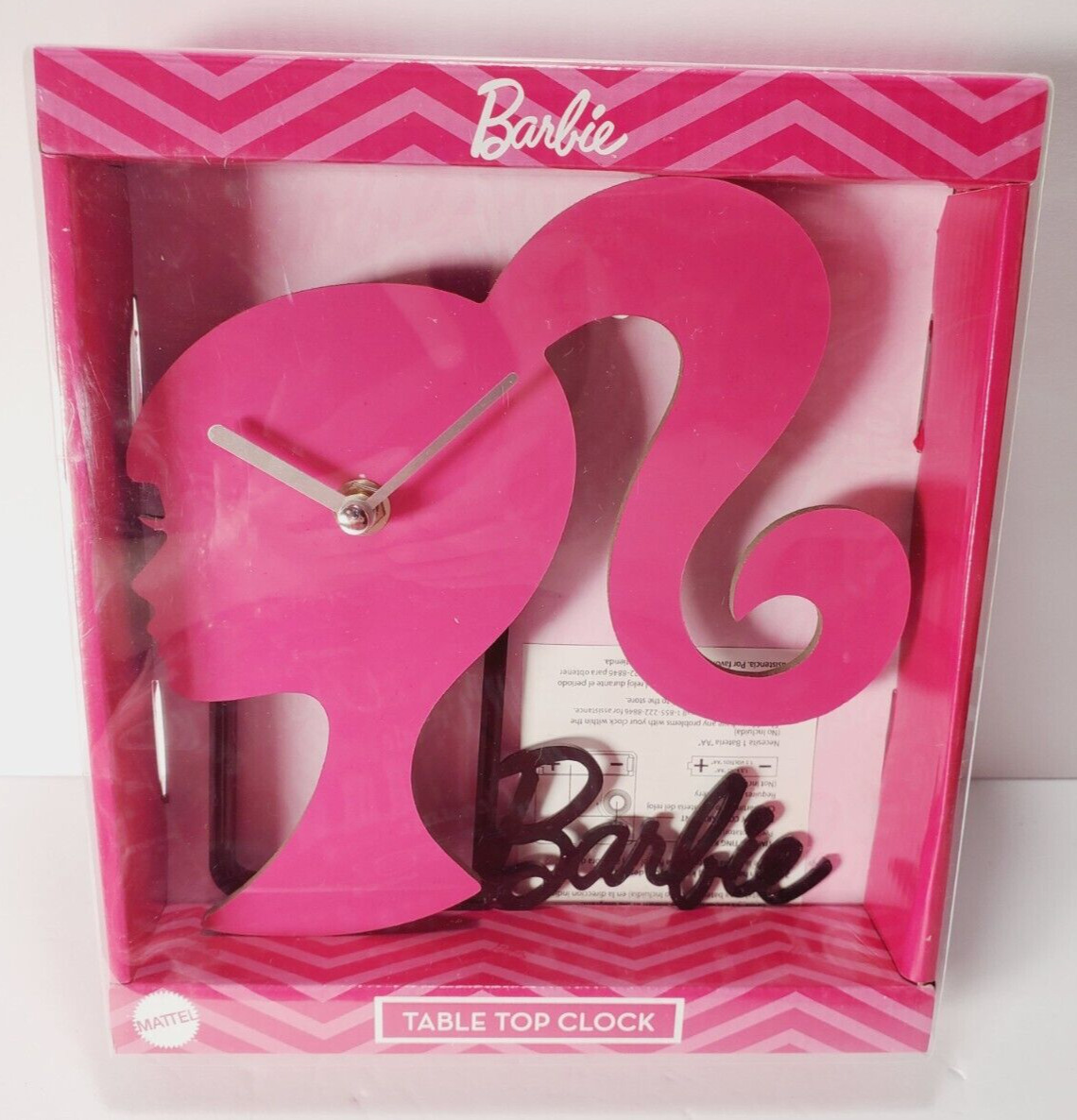 NEW 2024 Barbie Silhouette Pink &Black Table Top Clock Barbie Mattel BAB1082BX