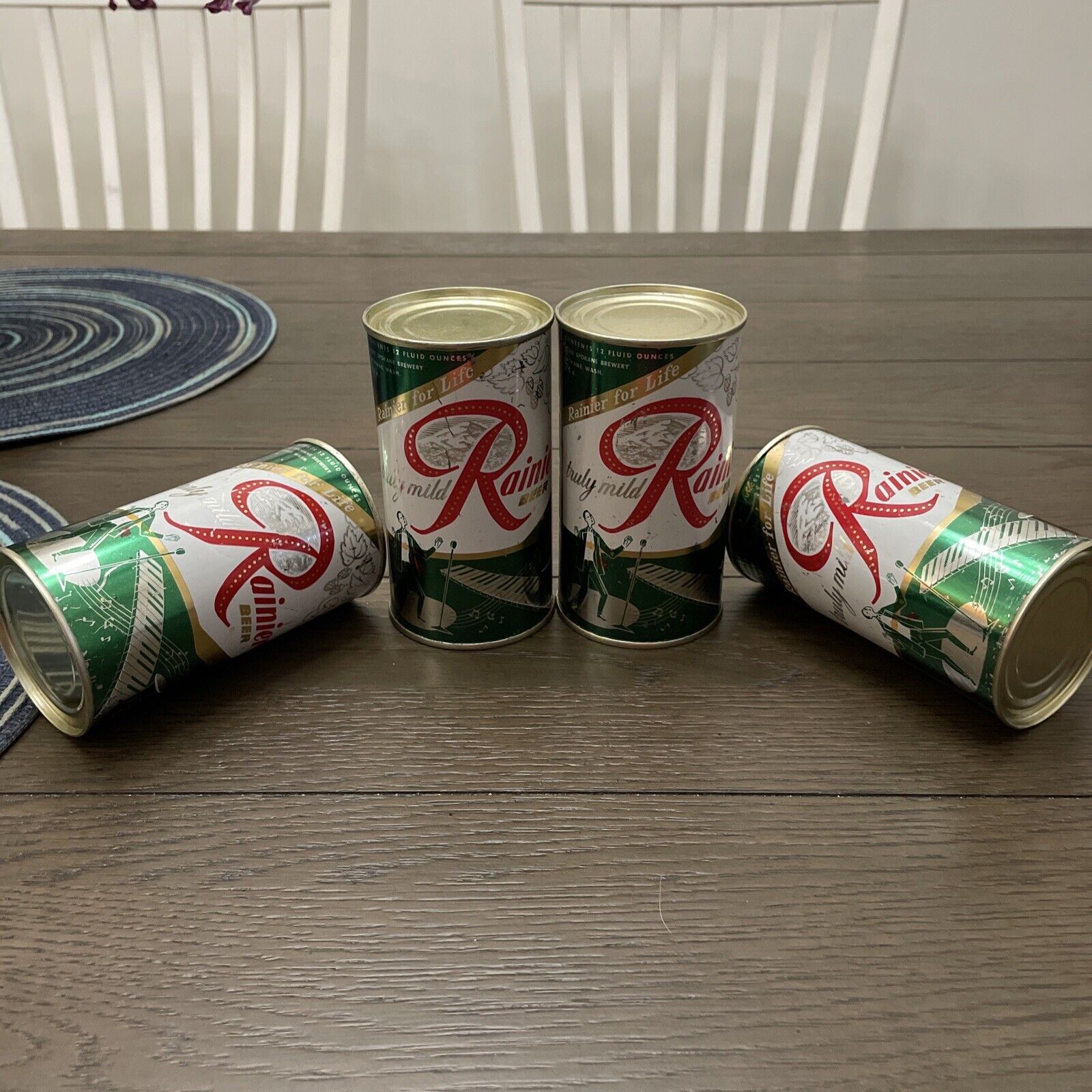 Rainier Beer Cans 4 Green Jubilee Cans