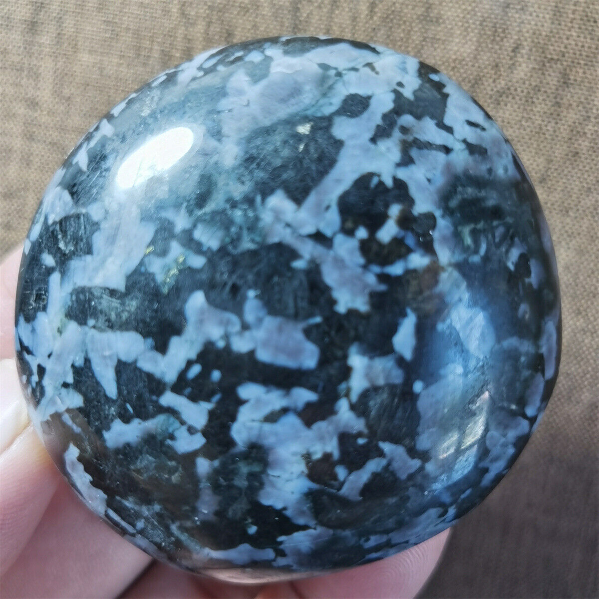 194g Indigo Gabbro Mystic Merlinite Gemstone Pebble stone healing  A511