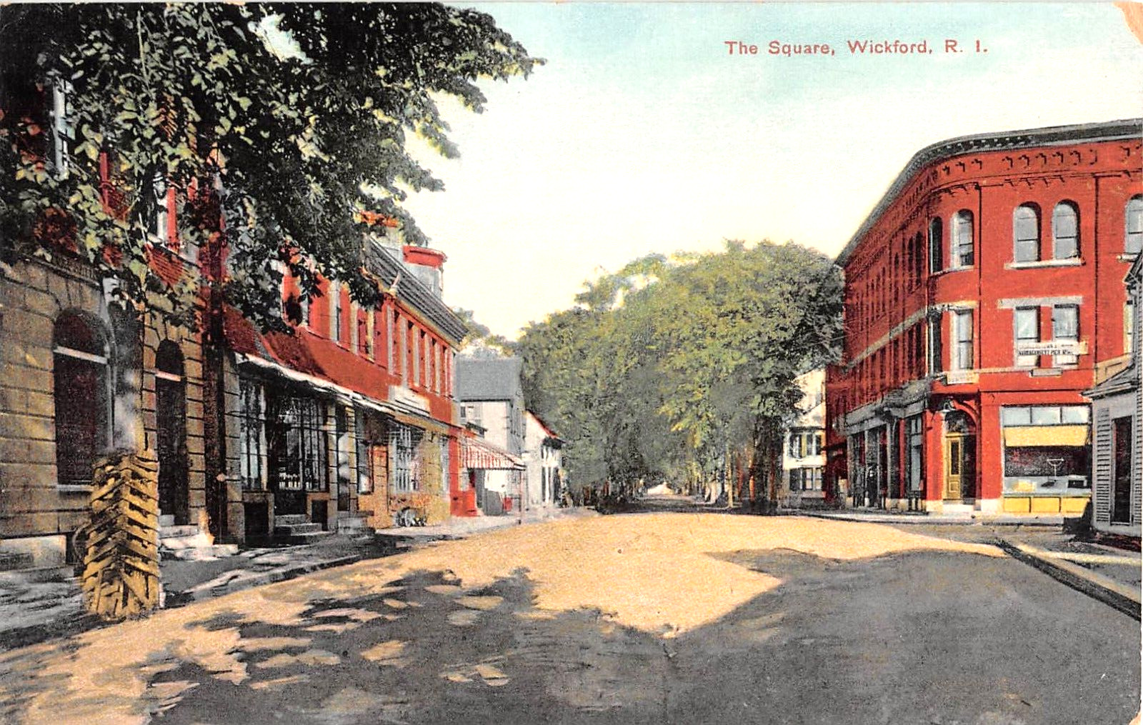 c.1910 Stores Square Wickford RI post card