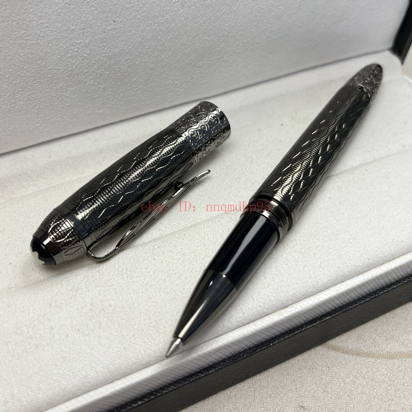 Luxury Great Writers Series Gun Black Grid Stripes 0.7mm Ink Rollerball Pen