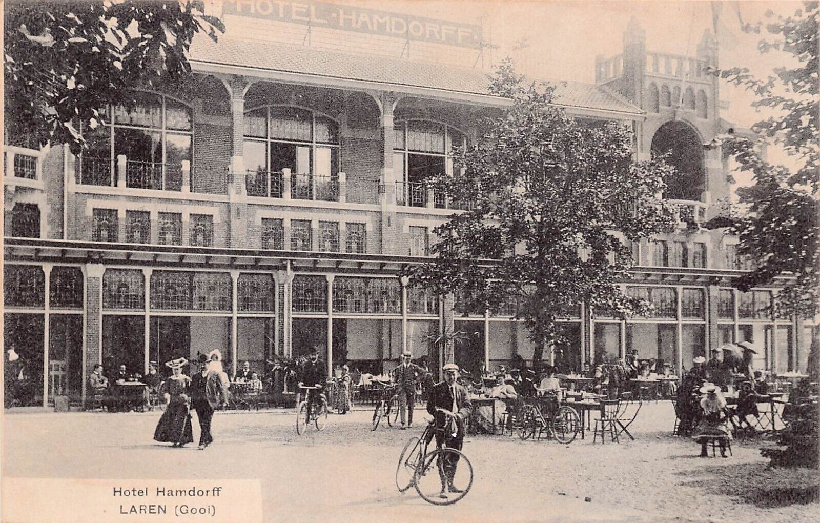 Hotel Hamdorff Laren Holland Restaurant Early 1900s Downtown Raised Postcard B50