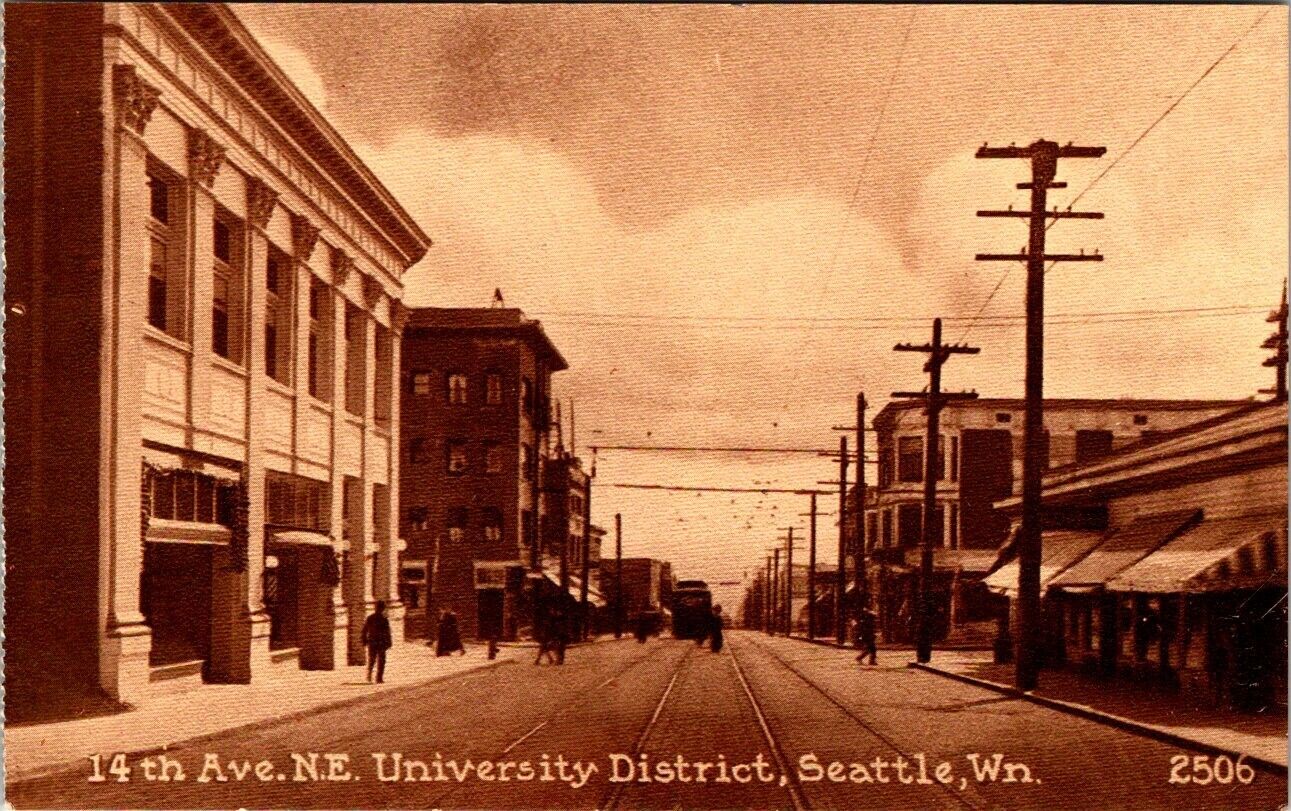 Post Card Seattle Washington University District 14th Ave N.E. Divided Back Card