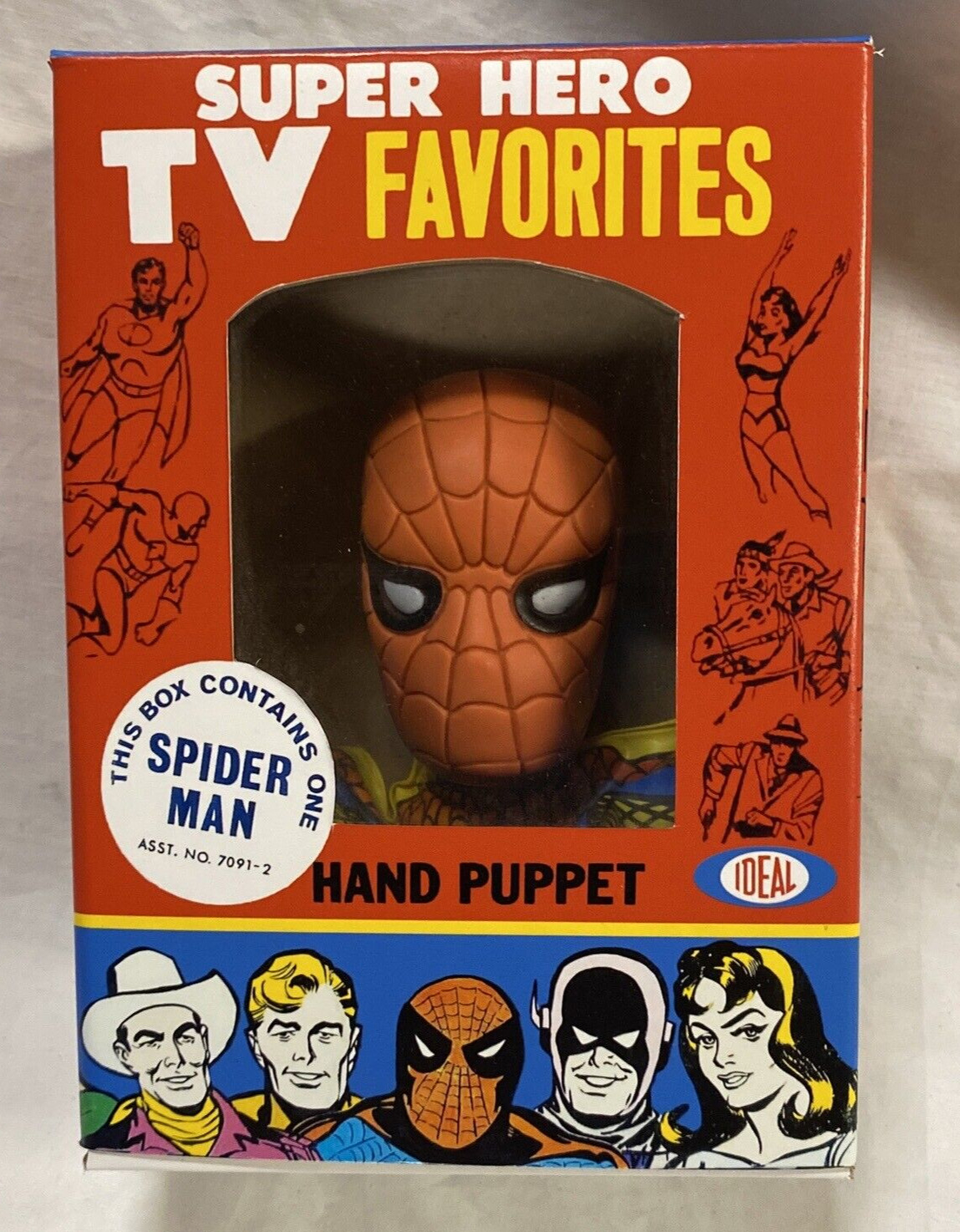 1960s IDEAL SPIDER-MAN Hand Puppet in repro Box Marvel Comics MARVELMANIA