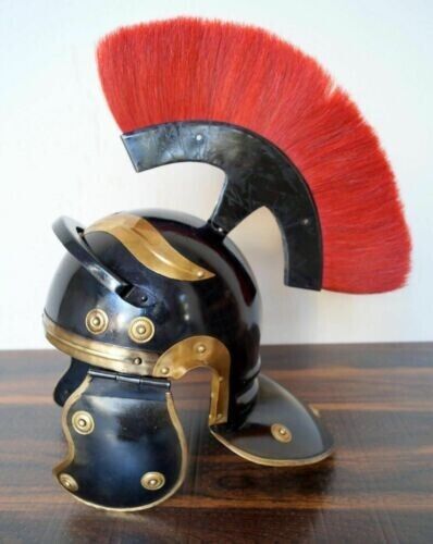 Unique steel Knight Roman Centurion Helmet Armor Black Helmet With Red Plume