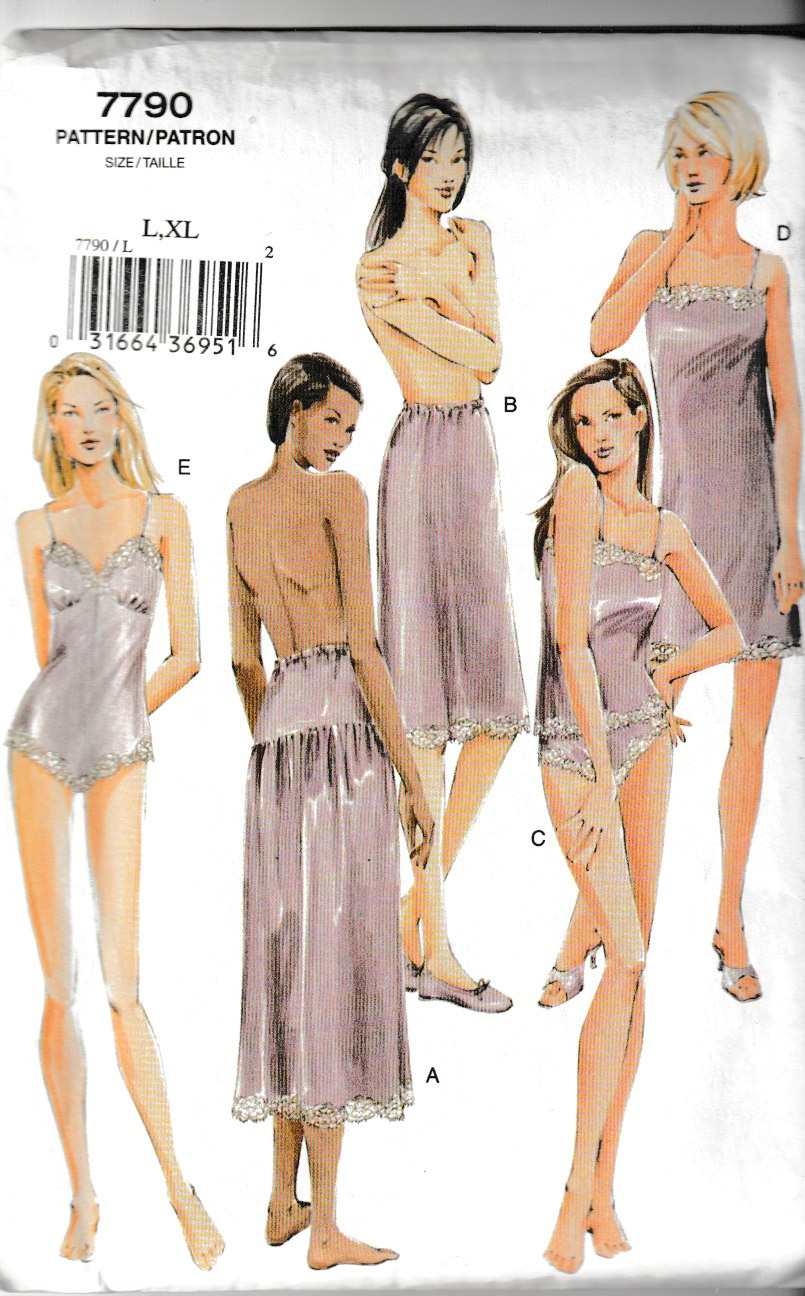 Vogue Pattern 7790 c2003, Misses Lingerie, Slips, Camisole +, Size 16-22, FF