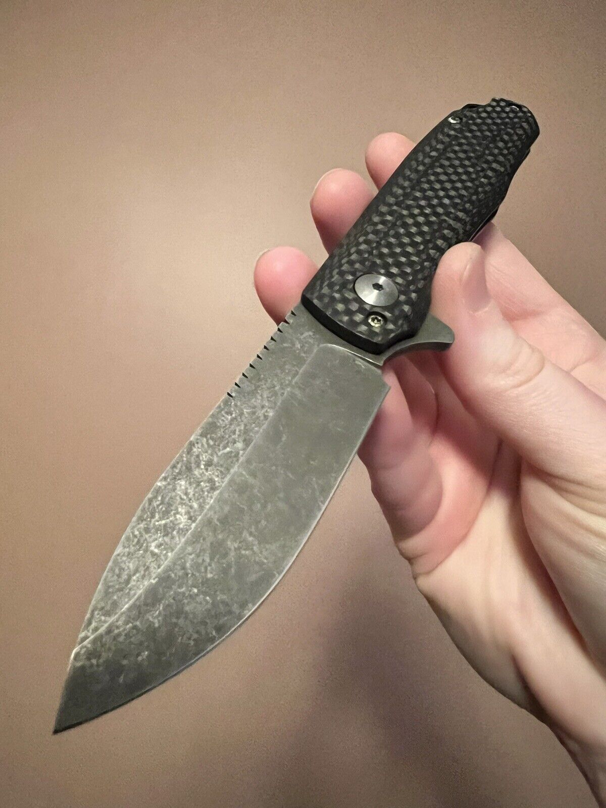 Jesse Jarosz Knives Custom Carbon Fiber Flare Flipper Folding Knife RARE