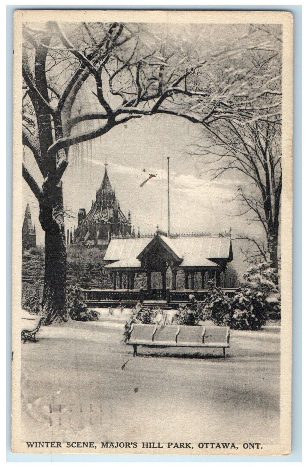 1917 Winter Scene Major\'s Hill Park Ottawa Canada Posted Antique Postcard