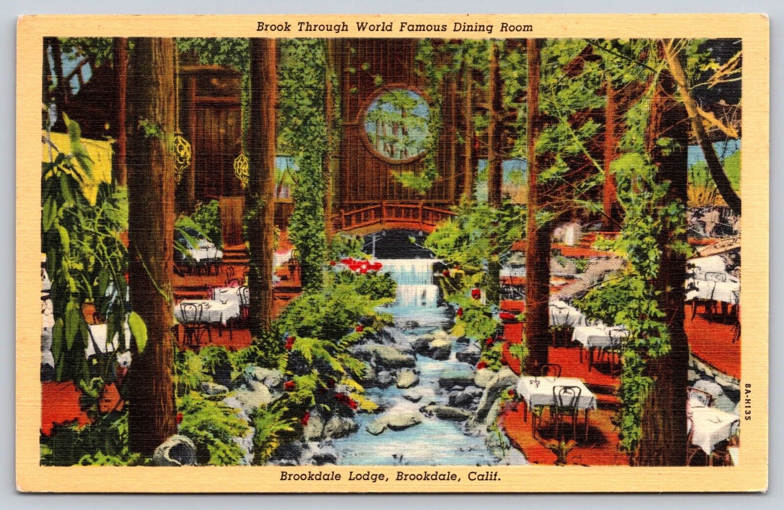 Postcard Brook Through World Famous Dining Room Brookdale Lodge California