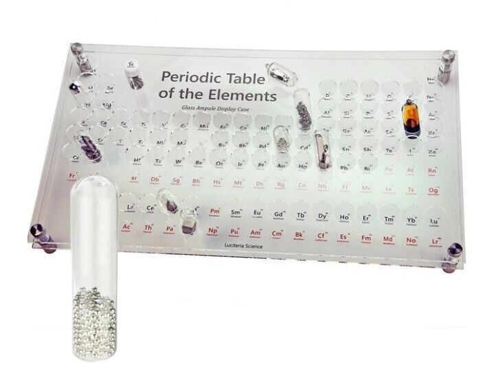 Acrylic Periodic Table of Elements Display For Ampules + 10 Grams Ag  Silver 