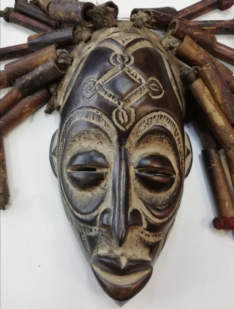 african tribal wall wooden mask from Angola