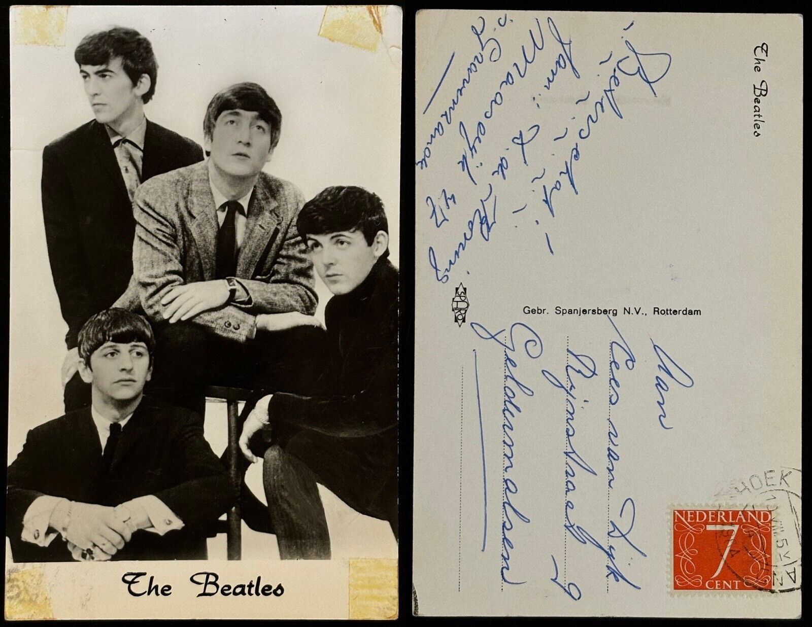The Beatles 1964 Postmarked Postcard Rare Posted Sent Stamp Cancel PM Postmark