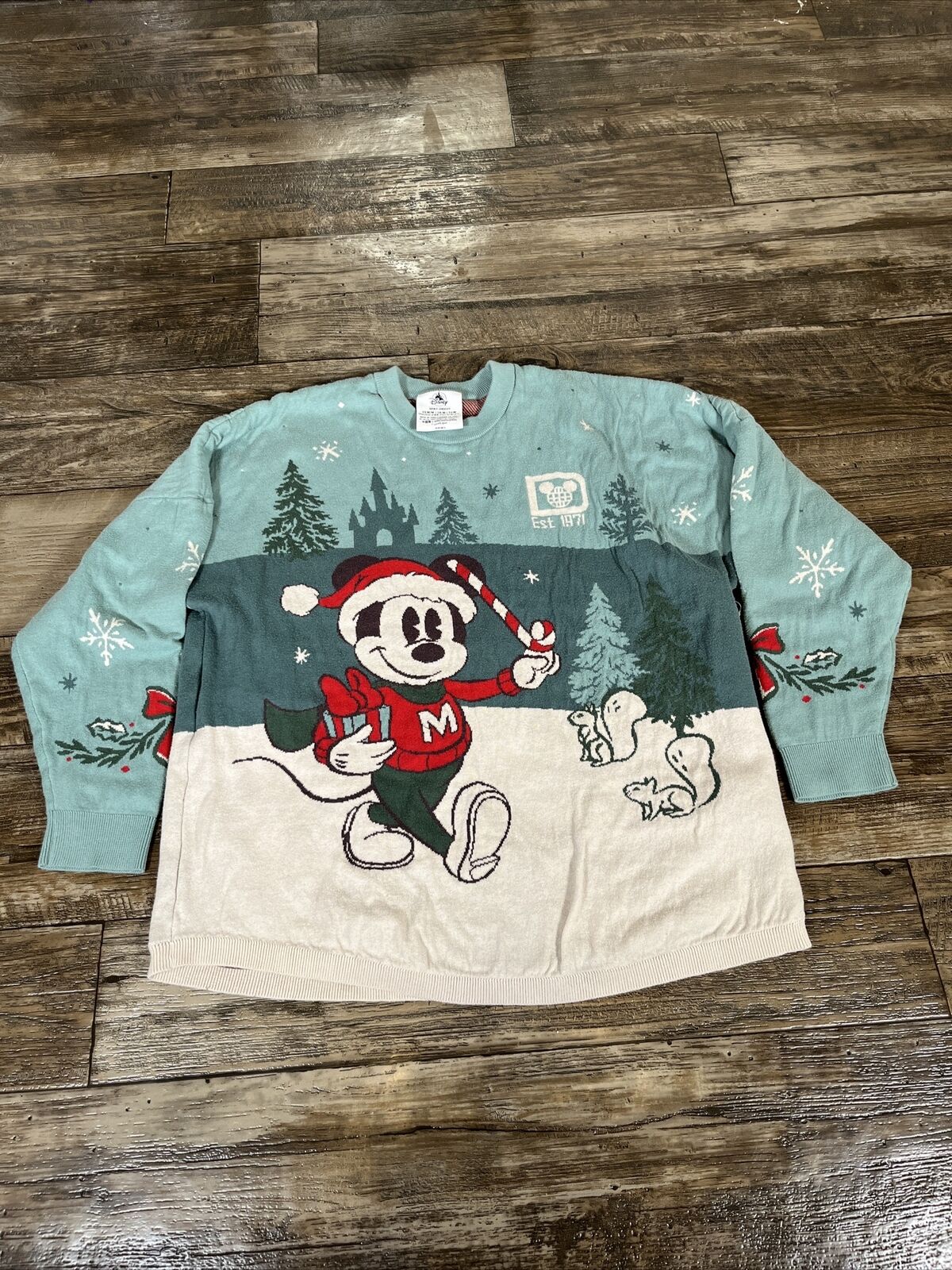 Adult Med Disneyland Mickey Mouse Holiday Spirit Jersey Sweater Christmas P2