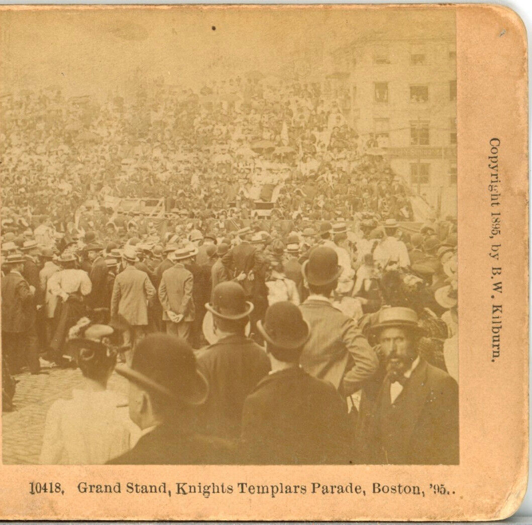 KNIGHTS TEMPLARS PARADE, Grand Stand, Boston, c.1895--Kilburn Stereoview O2