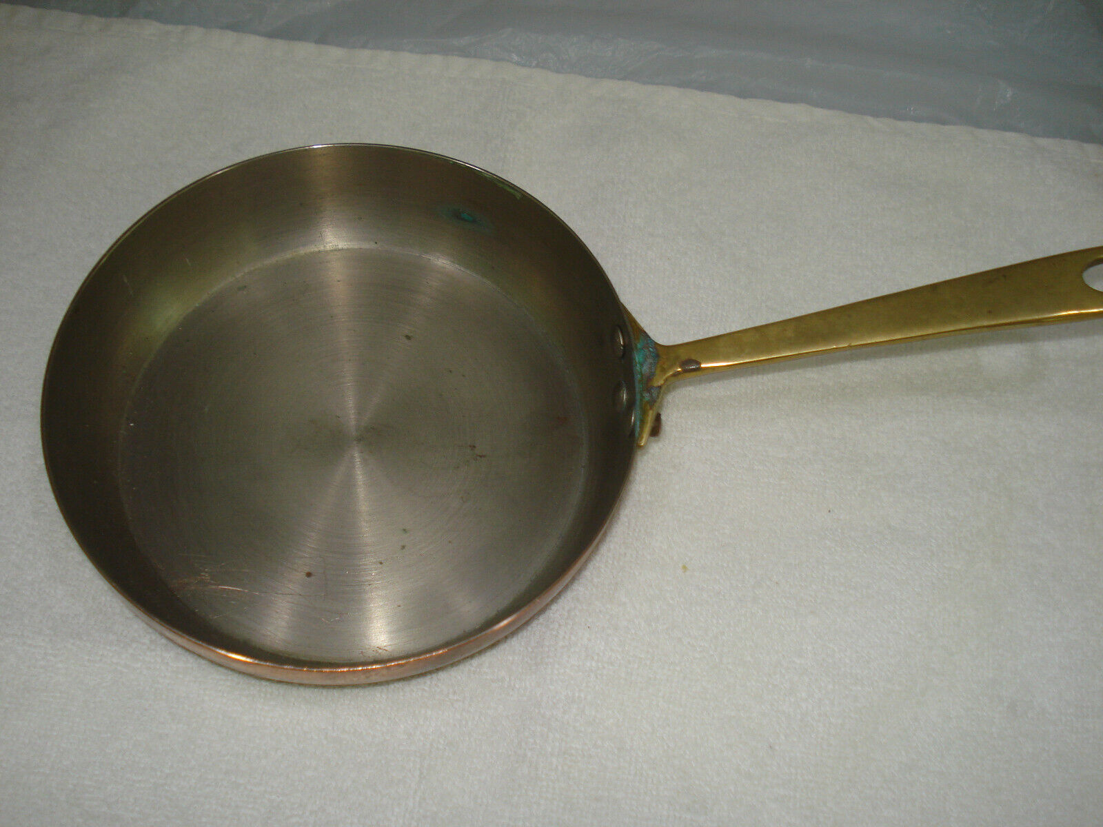 VTG HOAN N.J. Copper  Skillet/Fry Pan Tin Lined Brass Handle Made in Chile