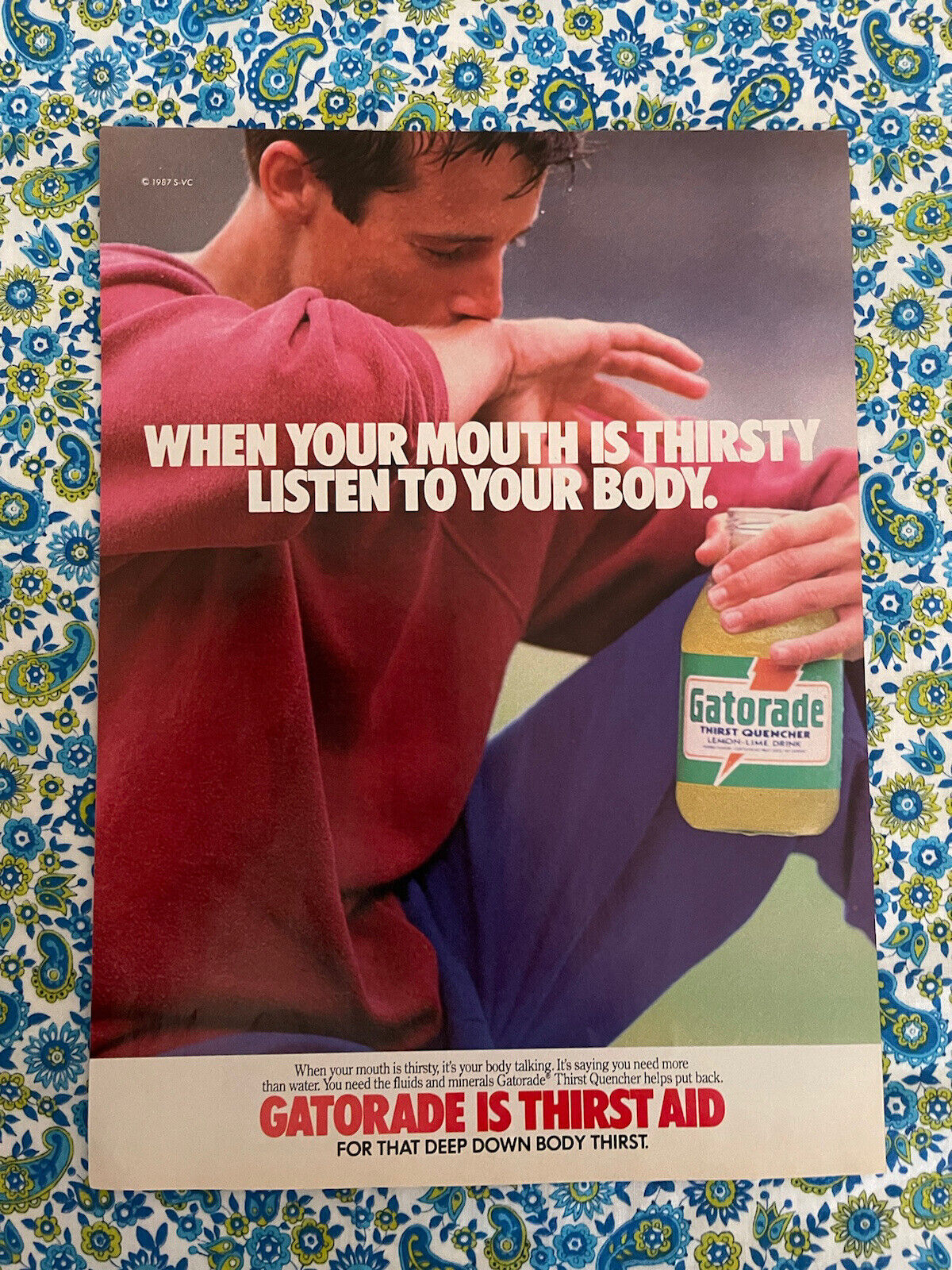 Vintage 1987 Gatorade Print Ad Sports Drink Thirst Aid