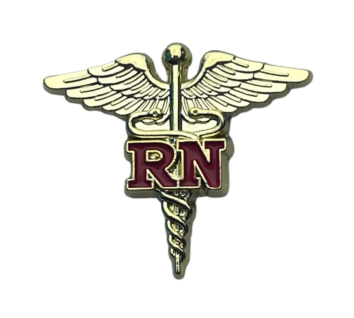 RN Registered Nurse Medical Red Gold Tone Hat or Lapel Pin PMS792 F2D26A