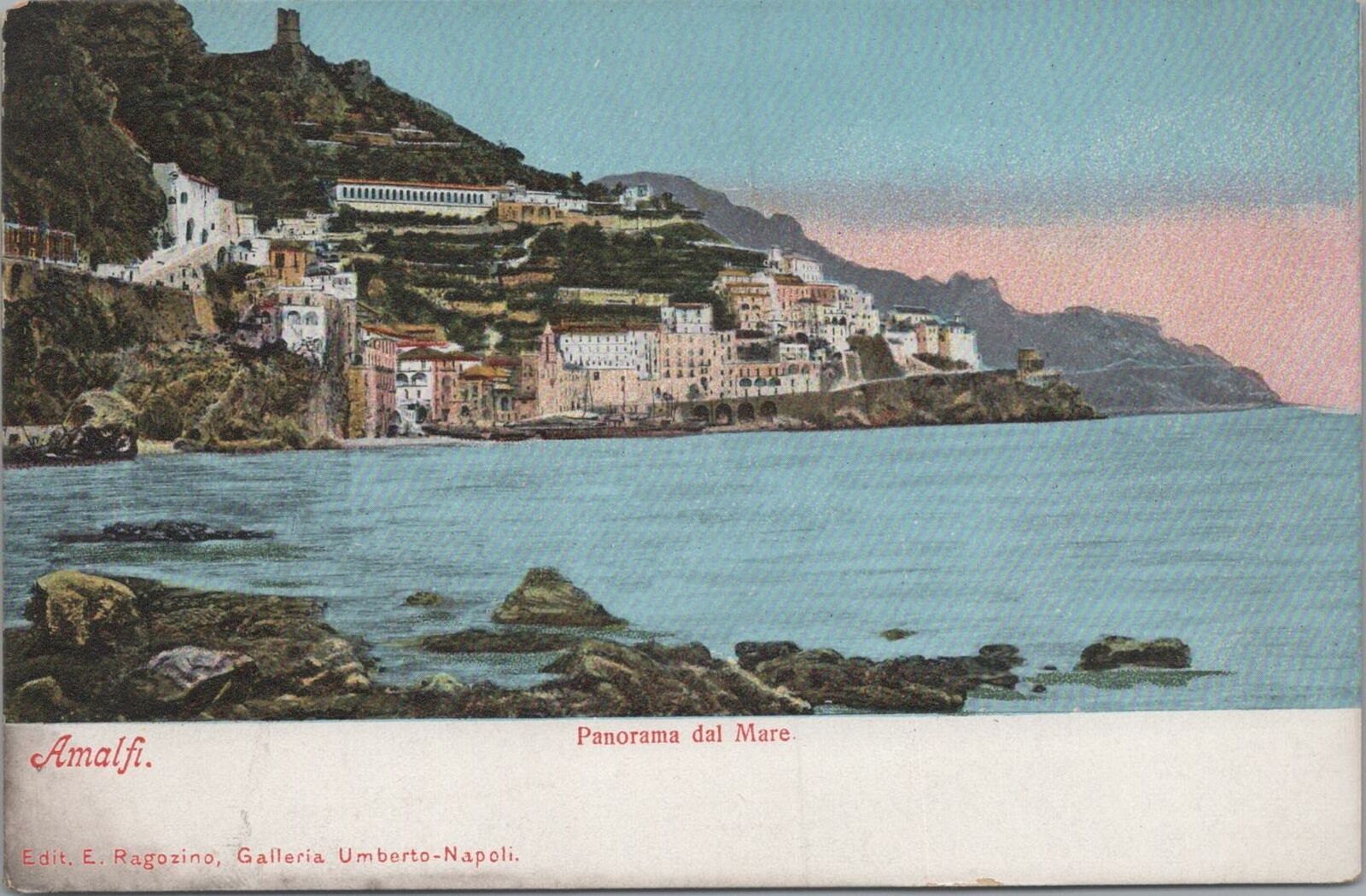 Postcard Panorama del Mare Amalfi Italy 