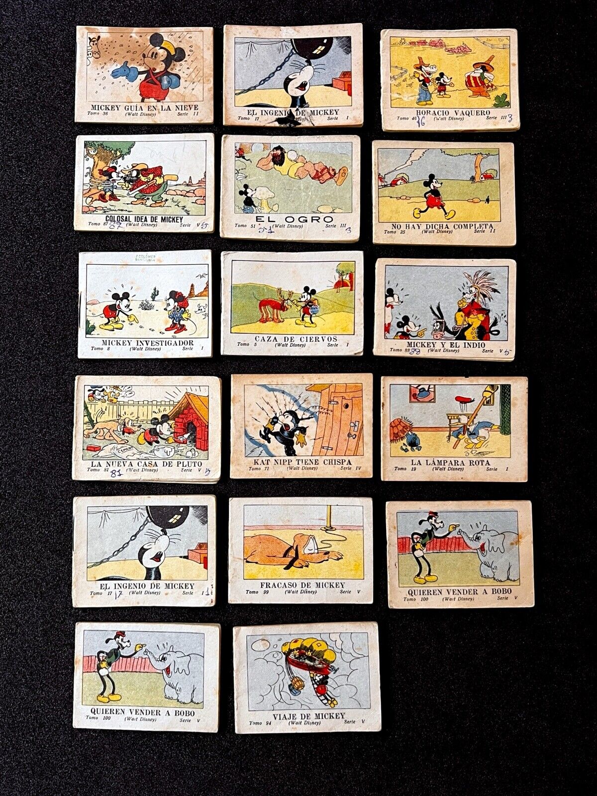 17 Card Lot 1942 Mickey Mouse Minnie Disney Saturnino Calleja mini Comic
