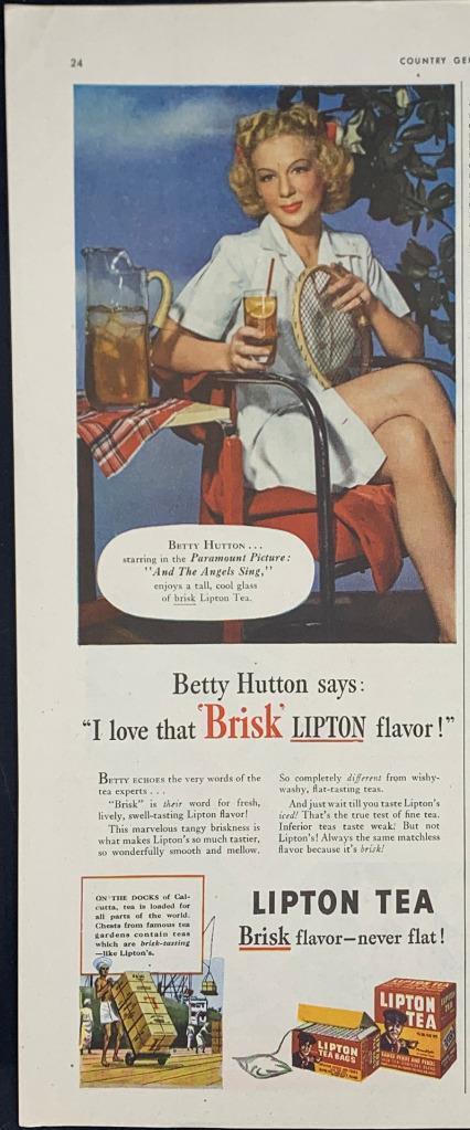 Magazine Ad* - 1944 - Lipton Tea - World War 2 - Betty Hutton