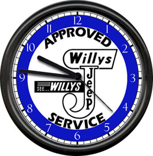 Willys Jeep Sales Service Auto Willy's Dealer Parts Service Sign Wall Clock