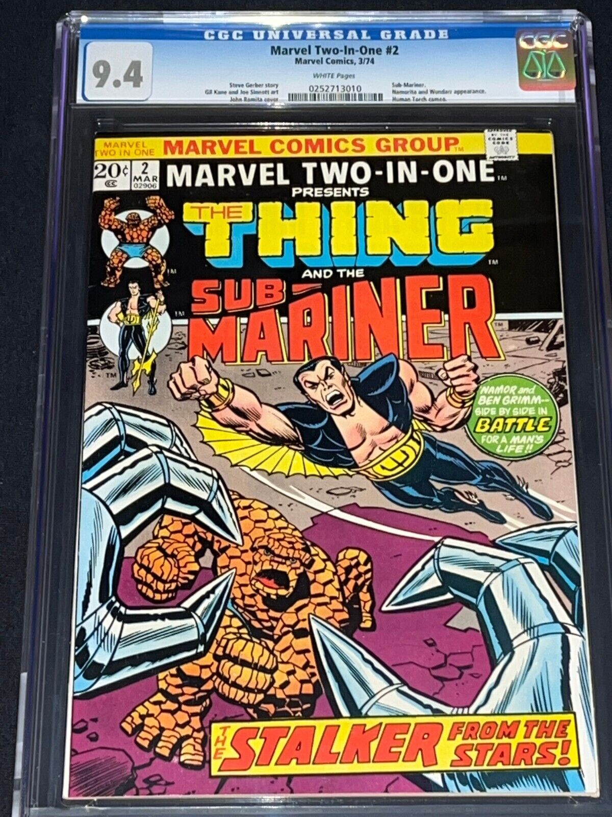Marvel Two-In-One #2 CGC 9.4 - Sub-Mariner Appearance - 1974