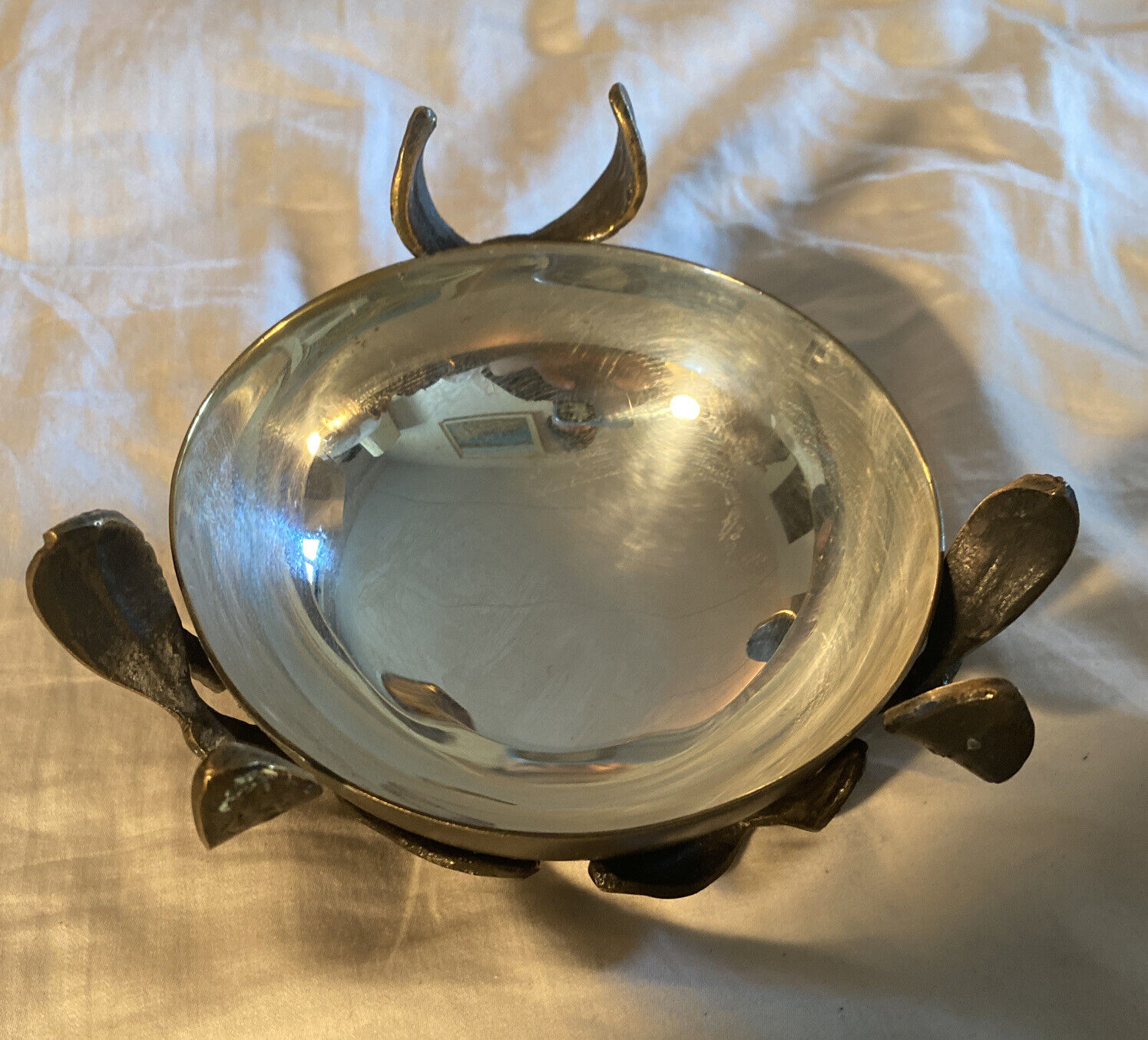 L\'Objet Nest Bowl, Brass and Silver Plate, Organic Design Decorative Bowl Leaf