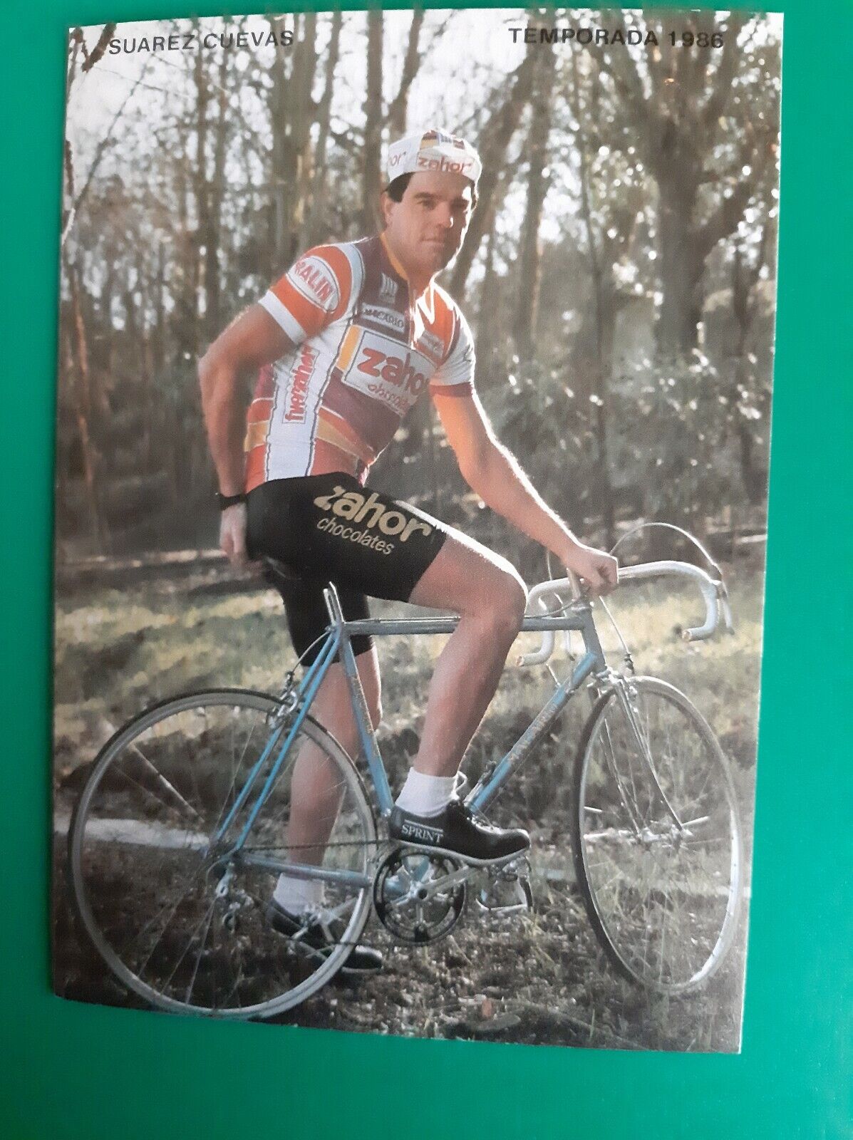 CYCLING cycling card JESUS SUAREZ CAVES team AHOR chocolates 1986