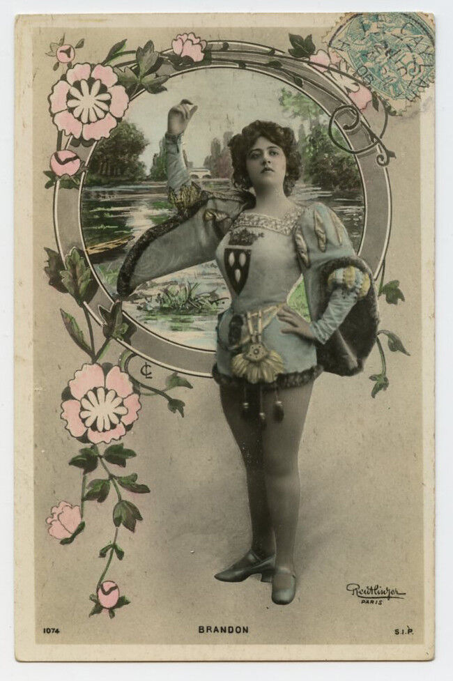 c 1906 French Theater Opera Cabaret Shapely BRANDON Lovely Lady photo postcard